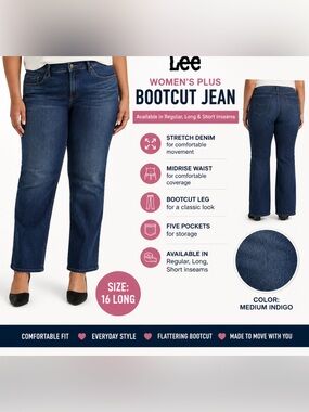 NWT Lee Women's Bootcut Jeans - Size 16 Long